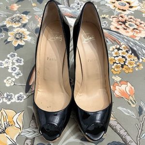 Christian Louboutin Black patent leather wedge